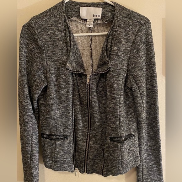 Bar III Double zipper jacket. Grey with white. Size medium - Picture 4 of 5